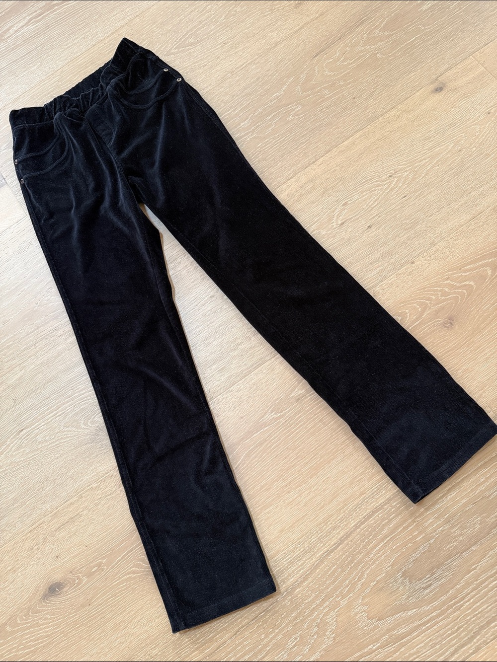Black Velour Pants with Elastic Waist